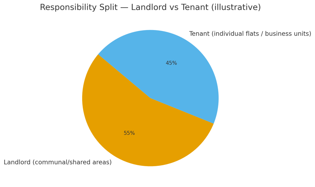 Responsibility Split — Landlord vs Tenant in fire risk assessments